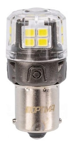 Светодиодная лампа P21W Optima Premium LED ОНИКС WHITE 12V 5500К 650lm BA15S 2шт