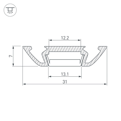 Профиль накладной PHS-A-2000 ANOD (2000х30х7мм) закругленные края