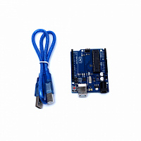 Контроллер Uno R3 (ATmega328P-PU + ATmega16U2) + кабель USB для Arduino