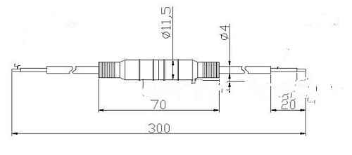 5.5x2.1x10мм с замком на кабель с проводом 0,1м, белый (пара), Разъем питания