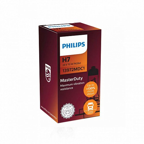 Галогенная лампа головного света H7 Philips MasterDuty 3200K 24V 70W PX26d 13972MDC1 Галогенная лампа головного света H7 Philips MasterDuty 3200K 24V 70W PX26d 13972MDC1