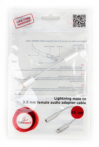 Переходник Lightning - Jack 3.5 mm Cablexpert CCA-LM3.5F-01-W