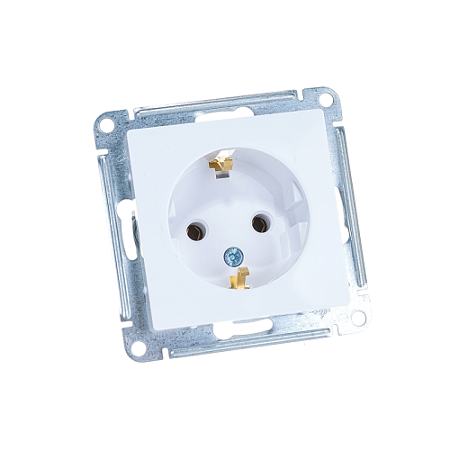 Розетка AtlasDesign с/у 1-ая с з/к без шторок IP20 16А ATN000143 БЕЛЫЙ