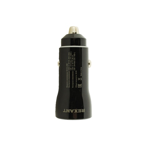 Автомобильное зарядное устройство REXANT USB-A (QC 3.0)+USB-C (PD), 38Вт черная