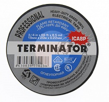 Изолента Terminator ICA8P черная ПВХ 19мм x 20м, 0.22мм