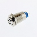 Переключатель кнопочный антивандальный D-12 mm steel ON-OFF 12-24В White symbol power off  (4pin)