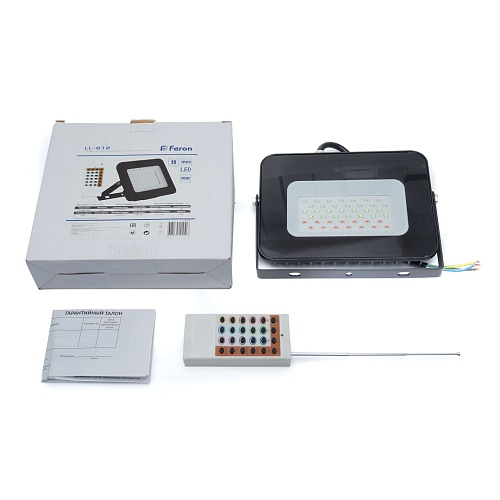 Прожектор Feron 42LED/30W-RGB 230V (30Вт, мультицвет, 194х180х27мм, пульт д/у) IP65