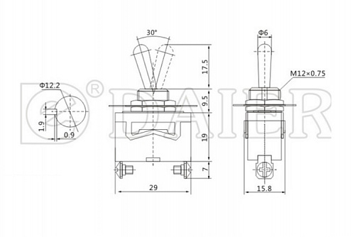 Тумблер KN3(C)-101 on-off 15A 2P