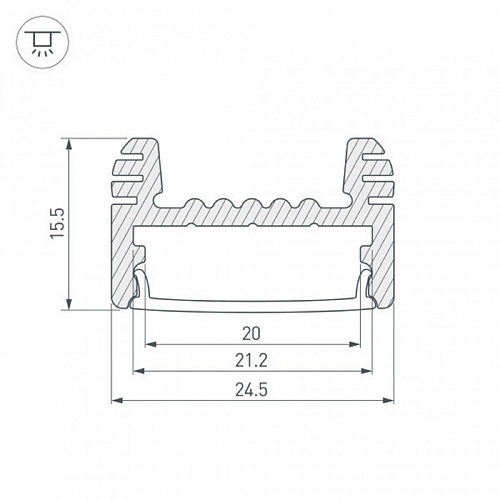 Профиль накладной ARH-WIDE-H16-2000 ANOD (2000х24,5х15,5мм)