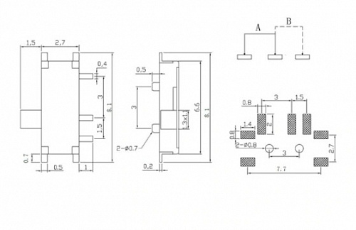Переключатель движковый MSK-12D19 G2 SPDT 1P2T SMD