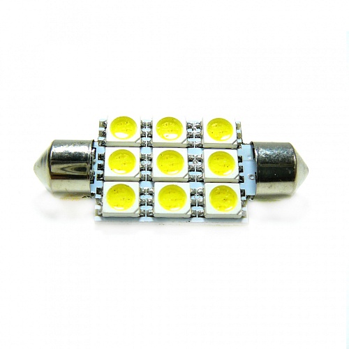 Светодиодная лампа C5W (T11x39) 12V 5050 9 SMD LED White