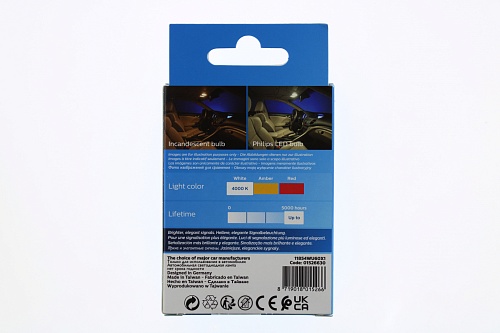 Светодиодная лампа C5W Philips Festoon Ultinon Pro6000 SI LED White 4000K 12V T10.5x38 11854 WU60 X1 