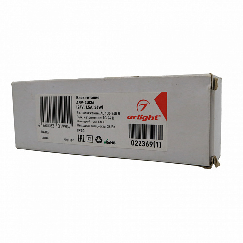 Блок питания Arlight ARV-24036 (24V, 1.5A, 36W, IP20)