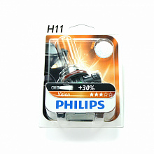 Галогенная лампа головного света H11 Philips Vision+30% 3200K 12V 55W PGJ19-2 12362PRB1 блистер 1