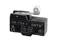 Концевой микропереключатель CM-1704 CNTD с роликовым рычагом, 15А / 250В / 1NO+1NC