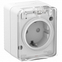 Розетка AtlasDesign Profi54 о/у 1-ая с з/к со шторками, крышка IP54 16А 250B, БЕЛЫЙ