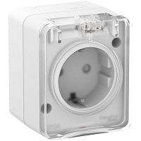 Розетка AtlasDesign Profi54 о/у 1-ая с з/к со шторками, крышка IP54 16А 250B, БЕЛЫЙ