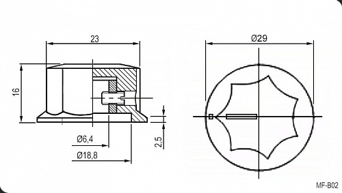 Ручка приборная MF-B02  6,0мм, ручка приборная