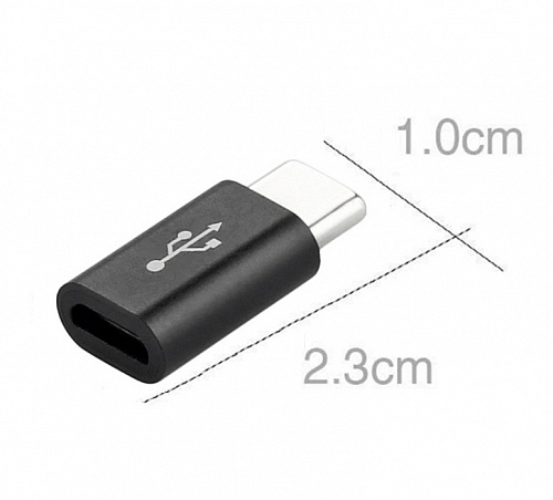 microUSB 5F (гн) - TYPE-C (шт) переходник (черный), Разъём