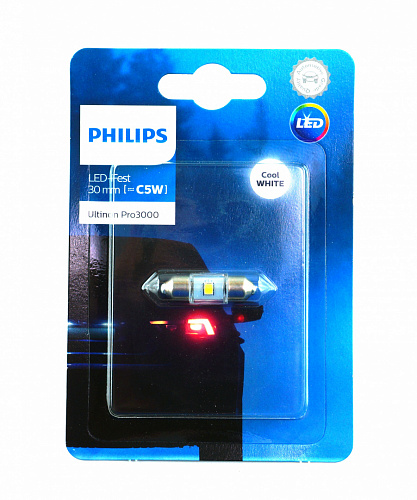 Светодиодная лампа C5W Philips Festoon Ultinon Pro 3000 LED White 6000K 12V T10,5x30 11860U30CW B1   