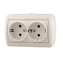 Розетка Lezard Nata о/у 2-ая с з/к керамика 250V 16А белая