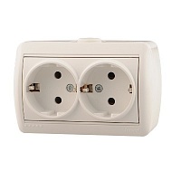 Розетка Lezard Nata о/у 2-ая с з/к керамика 250V 16А белая