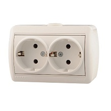 Розетка Lezard Nata о/у 2-ая с з/к керамика 250V 16А белая