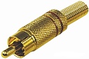 RCA штекер на кабель с пружиной под пайку (красный, металл GOLD), Разъём