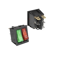 Переключатель клавишный KCD4-2101N-C3-RG/6P  on-off зелёный-красный