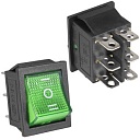 Переключатель клавишный KCD4-203N-C6-G/6P on-off-on зелёный