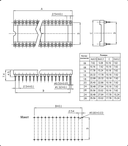 SCSM-28, Панелька для микросхем