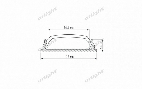 Профиль накладной гибкий Arlight ARH-BENT-W18-2000 ANOD (2000х18х4мм)