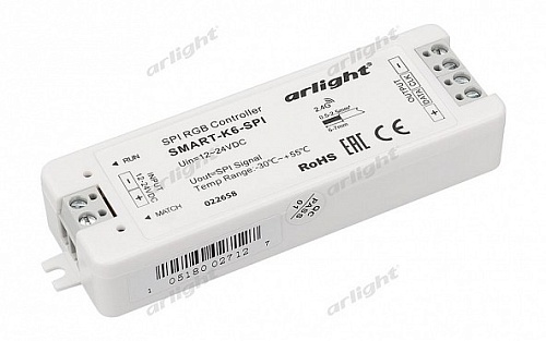 Контроллер SMART-K6-SPI (SPI, 12/24V, 1024 pixel, 32 прогр) для SPI лент "Бегущий огонь"