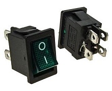 Переключатель клавишный KCD1-201N-4-C3 G/4P on-off зеленый
