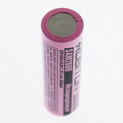 Аккумулятор Robiton 18650 SAM2600 (Li-ion, 3.7V, 2600mAh) без контроллера, плоский контакт