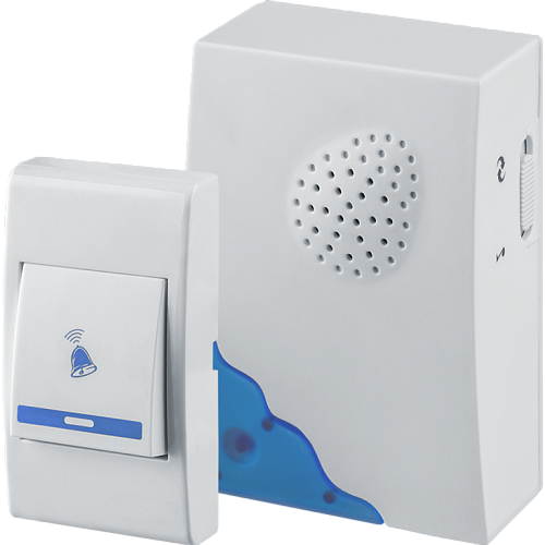 Звонок беспроводной 36 мелодий 1 блок-динамик, 1 кнопка, бело-синий Navigator (NDB-A-DC01-1V1-WH)