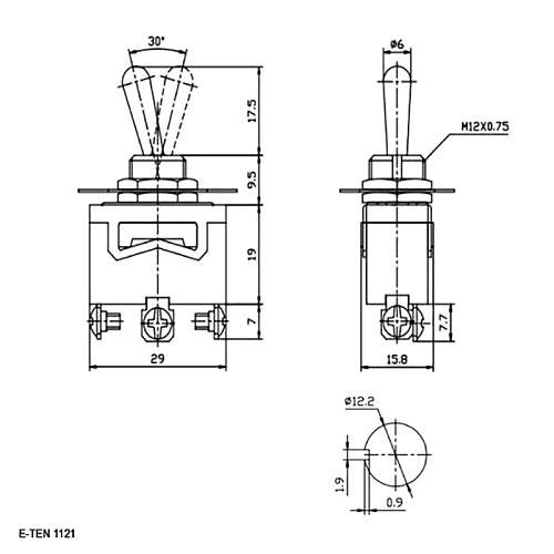 Тумблер E-TEN1121 3A on-on