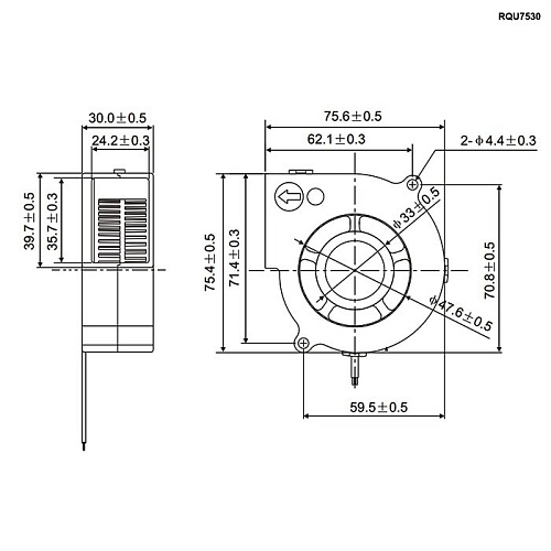 Вентилятор Ruichi RQU7530MS 75x75x30мм 0.25A 12V