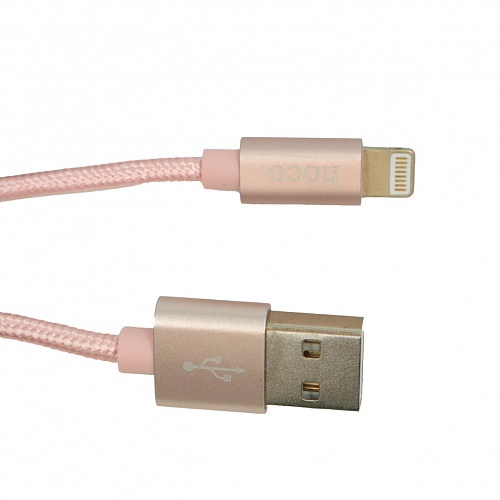 Шнур HOCO X2 USB Lightning/ 1m/ 2.4A/ Нейлон/ Rose Gold