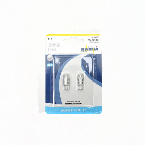 Светодиодная лампа T10 Narva Range Power LED White 6000К 12V W5W B2