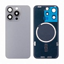 Задняя крышка для iPhone 15 Pro (A3102) в сборе со стеклом камеры Серый (стекло, монолит, MagSafe, л
