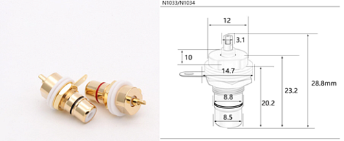 RCA гнездо на панель N1033 (GOLD) чёрный, Разъём