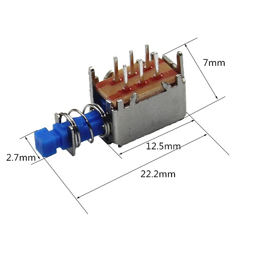 Переключатель кнопочный PS-22E15/A04 on-off синий