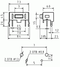 Кнопка тактовая KAN3531-0501B угловая