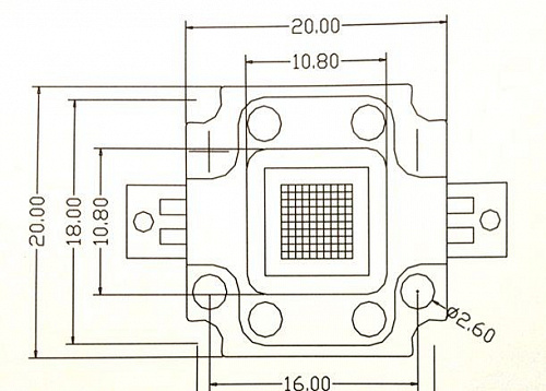 Светодиодная матрица ST 10W 6000К COB (9-11V, 900mА, 900lm, 29x20mm)