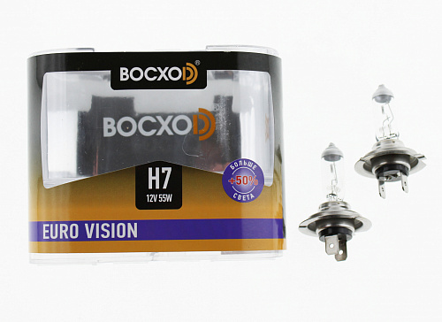 Галогенная лампа головного света H7 BOCXOD Euro Vision+50% 3700К 12V 55W PX26d 80517EV 2шт