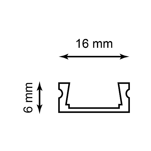 Профиль накладной CAB262 (MIC) 2000*16*6 мм серебро (в комплекте: матов экран, 2 заглуш, 4 крепежа)