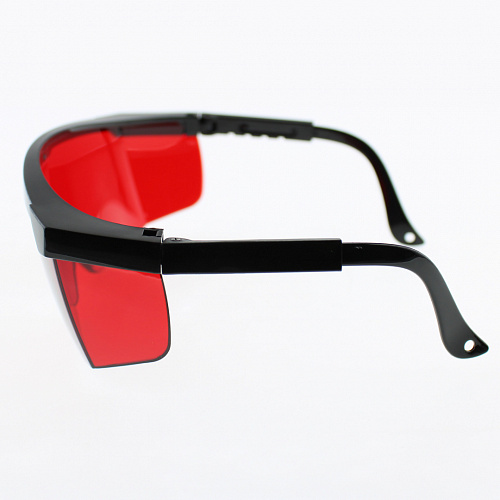 Очки защитные с регулируемыми по длине дужками, поликарбонатные линзы с оправой (красные)