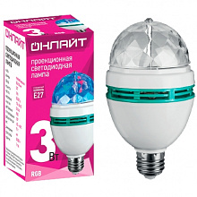 Декоративная диско-лампа с эффектом светомузыки ОНЛАЙТ OLL-DISCO-3-230-RGB-E27
