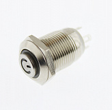 Кнопка антивандальная D-12 mm steel OFF-(ON) 12-24В White symbol power off  (4pin)